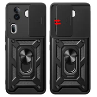 Shockproof Armor Magnetic Car Holder Ring Case For OPPO Reno 11 Pro Reno11 Reno11F 11F 11 F Slide Lens Protect Back Cover