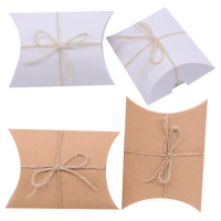 20Pcs Kraft Paper Pillow Candy Box Christmas Gift Packaging Boxes Candy Bags Wedding Favor Supplies Birthday Party Decorations