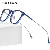 FONEX Acetate Titanium Glasses Frame Men Square Eyeglasses Women Vintage Spectacles Eyewear F85706