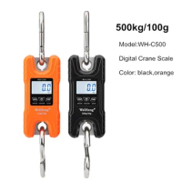 Crane Scale 200kg/100g 300kg/50g 500kg/100 LCD Luggage Scale Heavy Duty Hanging Hook Scales Portable Stainless Steel