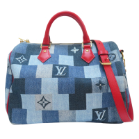 【二手名牌BRAND OFF】LOUIS VUIITON LV 路易威登【再降價】藍色 牛仔布 Speedy Bandouliere 30 两用包 M45041