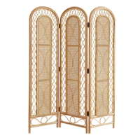 ZL Natural Real Rattan Woven Subareas Screens Door Covering Movable Curtain Folding