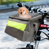 Waterproof Folding Pet Dog Carrier Portable Travel Cycling Seat Basket Bicycle Front Handlebar Basket Bag Dog Bike Carrier Bag