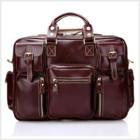 Luxury Italian Genuine Leather Men's Briefcase Big Business Bag 15"laptop bag Tote Large Handbag free shipping