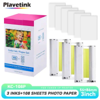 PLAVETINK Color Ink and 3inch Paper Set For Canon Selphy Photo Printer CP1200 CP1300 CP910 CP900 KC 108P KC108P Cartridge