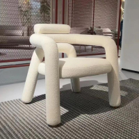 沙發椅 簡約創意異形布藝彎管沙發椅設計師個性休閑椅網紅客廳陽臺單椅