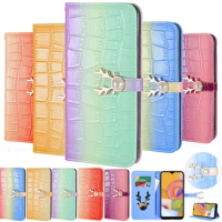 Flip Wallet Leather Case For Samsung Galaxy Note 9 10 20 S9 S10 E S20 S21 FE Plus Ultra Lite Gradient Crocodile Pearl Elk Cover