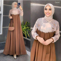Kifara dress kondangan simple kekinian polos kombinasi bunga