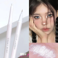 Ultra Thin White Diamond Lying Silkworm Pen 2-in-1 Eye Shadow Brightening Highlighter Gel Smooth Liquid Brown Eyeliner Makeup