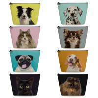 Custom Cute Cat Dog Print Makeup Organizer Portable Travel Toiletry Bags High Quality School Pencil Cases Women's Cosmetic Bag