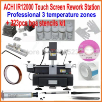 Original ACHI IR12000 bga rework station +323pcs bga stencils solder flux reball station completely 20 in 1 bga reballing kit