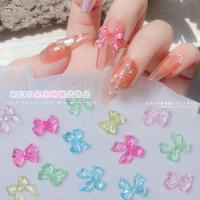 50PCS 3D Clear Acrylic Nail Art Bow Charms Jelly Bowknot Accessories For Manicure Decor Nails Decora