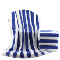 Pure Cotton Beach Towel 76*180 Gray and White Striped Yarn-Dyed Bath Towel Colorful Stripe Lounger T