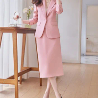 Tesco Winter Formal Outfits For Women Blazer And Skirts Suit High End Fabric Quality Office Uniform Jacket and Skirts 2 Piece