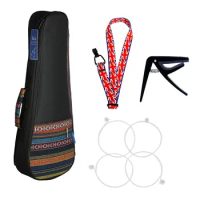 21 Inch Ukulele Accessory Include Cotton Thicken Gig Bag + Strings + Capo + Strap for Ukulele Replacement Parts
