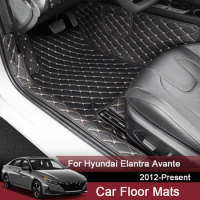Car Custom Foot Mat For Hyundai Elantra Avante AD MD UD CN7 2011-2024 LHD Leather Floor Protect Waterproof Pad Auto Accessories