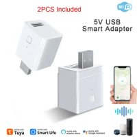 2pcs Tuya Smart Micro USB Adapter Switch 5V WiFi Mini USB Power Adapter Works with Alexa Hey Go ogle Alice for Home Automation