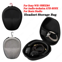 Hard EVA Carrying Case Pouch with Hook Wireless Headset Storage Bag For Sony WH-1000XM4/ Audio-technica ATH-M50X/ Beats Studio