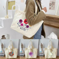 Women's Canvas Shopping Bag Fashion 3D Pattern Printed Shoulder Bag Environmental Storage Handbags Reusable Eco Grocery Tote Bag