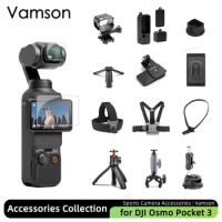 Vamson for DJI Osmo Pocket 3 Accessories Collection Protector Film Silicone Case Fixed Bracket for DJI Osmo Pocket 3 Accessories