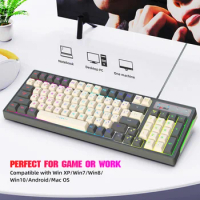 HXSJ V600 Wired Keyboard 96 Keys RGB Adjustable Backlit Gaming Keyboard 26 Keys Conflict-free Membrane Keyboard for Game/Office
