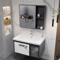 Toilet Cabinet Waterproof Stainless Steel Bathroom Cabinet Good Fast To SG With Mirror Sink Toilet Storage Cabinet With Mirror Bathroom Sink Light Luxury Style Combination Small Apartment Modern Simple  Package