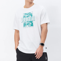 【PUMA】Palm Resort Tee 男款 白綠色 歐規 基本款 純棉 瘦子款 短袖 68300002