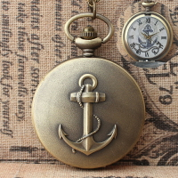 海盜船學生創意船錨圖案懷表復古做舊合金圓形表海賊王