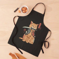 Japan cat -samurai art Apron cookings for women For Man man chef uniform christmas kitchen Apron
