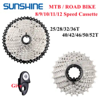 SUNSHINE MTB Cassette 8/9/10/11/12 Speed 32/36/40/42/46/50/52T Mountain Bicycle Freewheel Sprocket For Shimano/SRAM