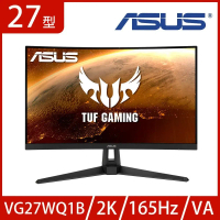(快速到貨)ASUS VG27WQ1B 曲面電競螢幕(27型/2K/165Hz/1ms/HDMI/DP/VA)*