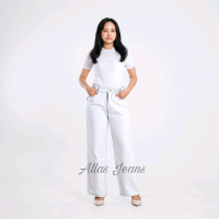 Celana Jeans Kulot Highwaist Adjustable Baggy Non Stretch - Denim