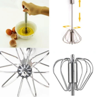 Egg Beater Semi Automatic Mixer Whisk Stainless Steel Manual Hand Mixer Self-Turning Cream Utensils Kitchen Mixer Egg Tools