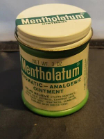 Vintage Mentholatum Green Plastic Jar With Metal Lid 3 oz. 1960's Collectible