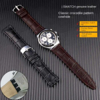 21mm Strap for swatch band Genuine Calf Leather Watch Strap Band Black Brown Waterproof High Quality Men's Watch Band Accessorie