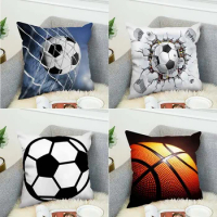 Cushion Cover Basketball Soccer Bed Pillow Car Sofa Pillowcase