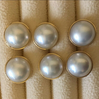 天然馬貝珍珠耳釘耳環馬貝珍珠鑲18k金12-13mm珠子