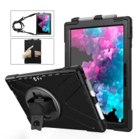 Case For Microsoft Surface GO 1 2 3 Pro 4 5 6 7 X 2018 Protective Case With Rotatable Bracket Stand Hand Strap Shockproof Cover