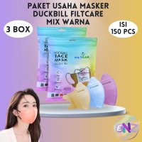 ENZ PAKET BUNDLE HEMAT USAHA MASKER DUCKBILL DUCK BILL MIX WARNA POLOS 3PLY 3 PLY DEWASA MIX WARNA W