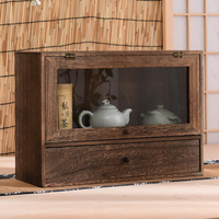 實木防塵茶杯架茶壺展示盒茶具置物盒茶寵收納柜博古架茶葉展示柜