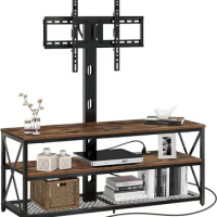 TV Stand with Mount and Power Outlet 43",Swivel TV Stand Mount for 32-70 inch TVs,Adjustable TV Entertainment Center