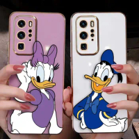 Donald Duck Daisy Couple Cover Smooth E-TPU Phone Case Huawei MATE 20 20X 30 40 P20 P30 P40 LITE MAGIC 5 PRO Y9 PRIME Case Funda