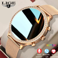 LIGE 2023 Smart Watch Women Bracelet Voice Assistant Custom Dials Blutooth Calls Watches Blood Pressure Women's Watch Smartwatch