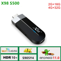 New X98 S500 TV Stick Android 11.0 TV Dongle Amlogic S905Y4 4GB 32GB 2.4G/5G Wifi BT4.X H.265 HDR 10+ 4K AV1 TV BOX Media Player