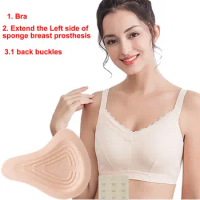 Set of all cotton mastectomy bra with pockets for breast implants Women's daily bra 9012