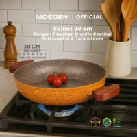 MOEGEN Germany skillet 30cm moegen granite anti lengket original Pakai Tutup HITAM