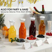 【hot】 3pcs 1.5 L Plastic Water Carafe with Flip Top Lid, Round Base Juice Containers, Bar Supplies P