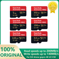 SanDisk Extreme PRO micro SD 32GB 256G 512GB 64GB 1TB UHS-I Memory Card micro SD TF Card 200MB/s C10 U3 V30 A2 4K for Camera DJI