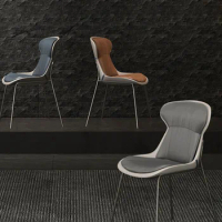 Minimalist Modern Nordic Dining Chair Single Restaurant Ergonomic Office Living Room Chair Modern Vanity Sillas Furniture