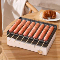 8 Cavity Sausage Grilling Pan Aluminum Alloy Hot Dog Maker Corn Dog Maker Square Grill Pan for Breakfast Cooking Baking Outdoor